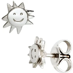 Ohrstecker Stecker Ohrringe Ohrschmuck Sonne 925 Silber teilmattiert