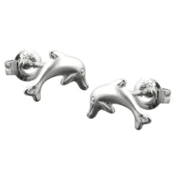 Ohrstecker Stecker springender Delfin Delfine, 925 Silber, Ohrschmuck