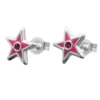 Ohrstecker Stecker Stern Sterne pink Glasstein, 925 Silber, für Kinder