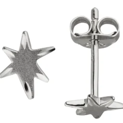 Ohrstecker Stern Sterne aus 925 Silber mattiert 7,9x5,7mm Ohrschmuck Ohrringe