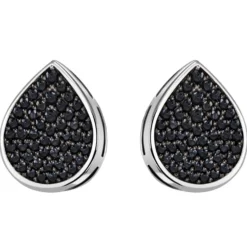 Ohrstecker Tropfen aus 925 Silber mit 56 Zirkonia schwarz Ohrringe Ohrschmuck