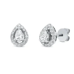 Ohrstecker Tropfen aus 750 Weißgold 34 Diamanten 0,66ct TW-SI 9,2x7,3mm 3er-Krappe