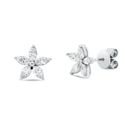Ohrstecker 750 Weißgold 10 Diamanten Navette-Schliff 0,79ct TW-VSI/SI 9,5x9,8mm