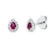 Ohrstecker 750 Weißgold 2 Rubine 0,35ct rot 22 Brillanten 0,15ct TW-VSI 7,2x5,6mm