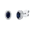 Ohrstecker 750 Weißgold 2 Saphire 0,58ct blau 32 Brillanten 0,12ct W-SI 6,8x5mm