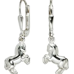 Orringe Ohrhänger 8x26mm Boutons Pferd Pferde aus 925 Silber Ohrschmuck