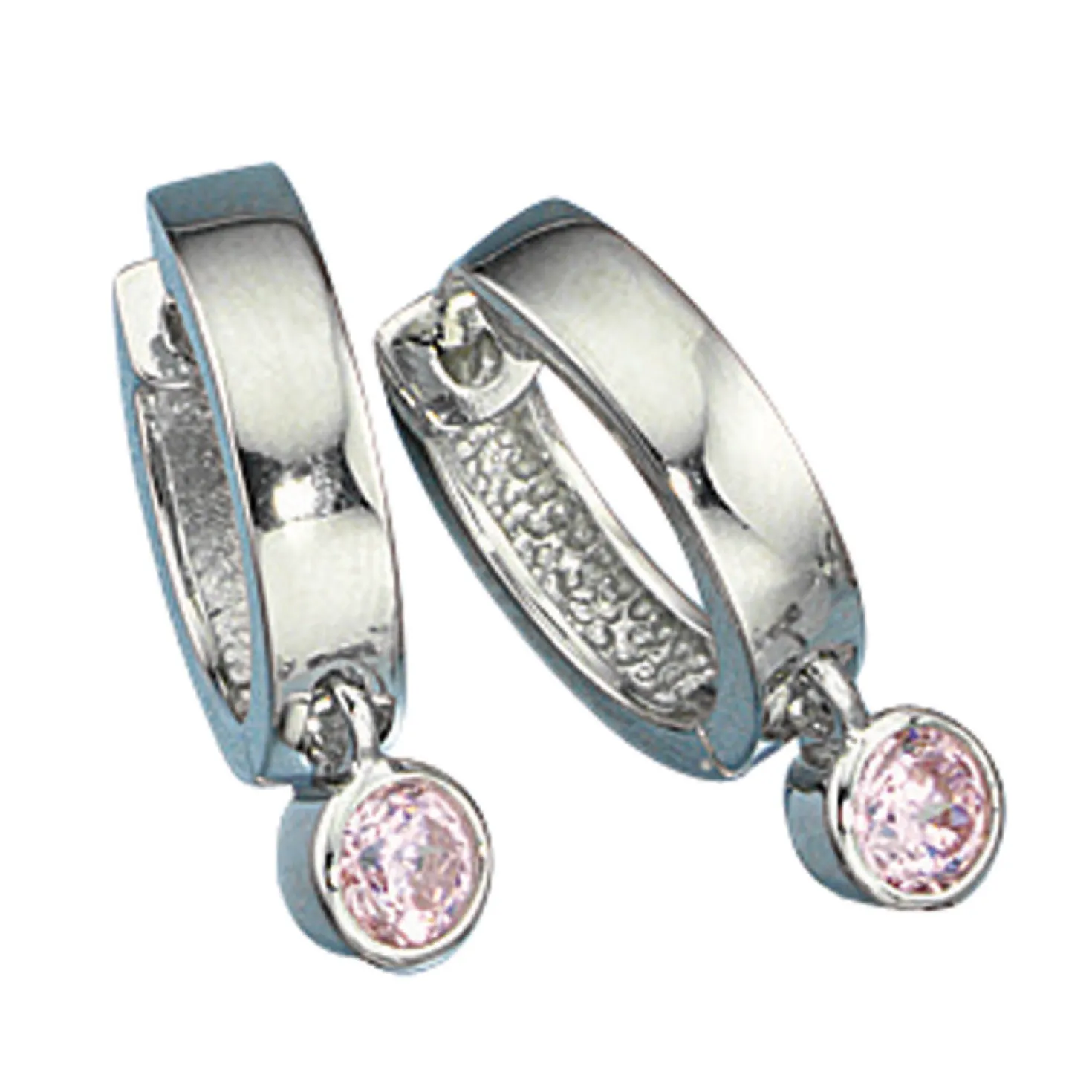 Paar Creole Creolen 3,2x18mm 2 x Zirkonia rosé & 925 Silber Ohrschmuck Damen