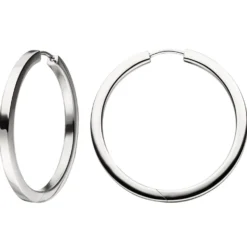 Paar Creolen 36,4mm Klappcreolen, rund, 925 Silber rhodiniert Ohrschmuck