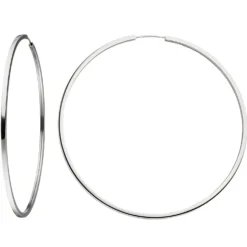 Paar Creolen 73,8mm Ohrringe, rund, 925 Silber rhodiniert, Ohrschmuck
