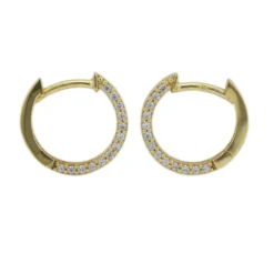 Paar Creolen Ohrringe 13x2mm seitlich mit Zirkonia 9Kt 375 Gold Gelbgold