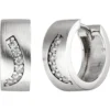 Paar Creolen 14,7x6,4mm aus 925 Silber matt 12 Zirkonia weiß Ohrringe Ohrschmuck