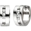 Paar Creolen 12,5x5,6mm aus 925 Silber mit 6 Zirkonia weiß Ohrringe Ohrschmuck