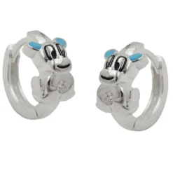 Paar Creolen 12x2mm Ohrringe Ohrschmuck Hund hellblau 925 Silber für Kinder