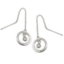 Paar Durchzieher Ohrhänger 65x11mm Ring mit Zirkonia 925 Silber Damen