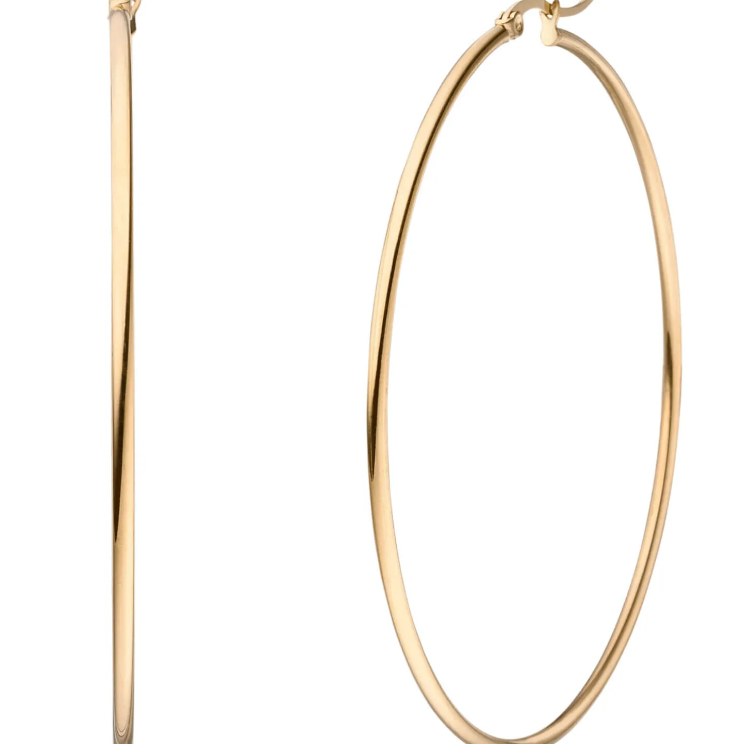 Paar große Creolen 70x2mm aus Edelstahl rotgold-farben rund glänzend