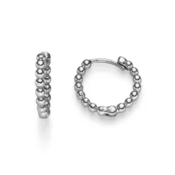 Paar kleine Ohrringe Creolen Kügelchen 12,5x2mm 585 Gold Weißgold Ohrschmuck