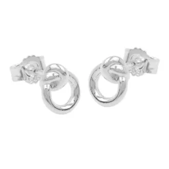 Paar kleine Ohrstecker Ohrringe 7x6mm Kreis mit Knoten aus 925 Silber