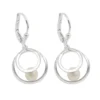 Paar Ohrhänger Ohrringe 30x13mm 2 Kreise mit Süßwasserperle 925 Silber
