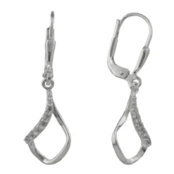 Paar Ohrhänger Ohrringe 30x9mm Rhombus gedreht mit Zirkonia 925 Silber