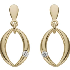 Paar Ohrhänger 9,6x19,7mm aus 585 Gelbgold mit Brillanten 0.07Ct oval