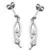 Paar Ohrhänger 28x6mm mit Stecker 925 Silber mit Zirkonia weiß Ohrschmuck Damen