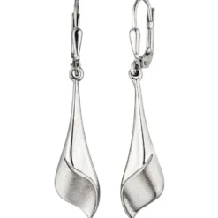 Paar Ohrringe Boutons Ohrhänger 8,1x40mm 925 Silber rhodiniert teilmattiert