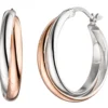 Paar Ohrringe Creolen gekreuzt 22,8mm 925 Silber teilrotvergoldet rhodiniert