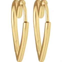 Paar Ohrringe Creolen Herzen Ohrschmuck aus 925 Silber gelb vergoldet 19,3x1,8mm