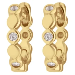 Paar Ohrringe Creolen mit Zirkonia Ohrschmuck aus 333 Gold Gelbgold 12x2,5mm