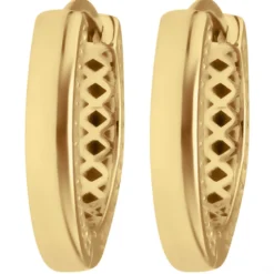 Paar Ohrringe Creolen mit Zirkonia Ohrschmuck aus 585 Gold Gelbgold 17x3mm
