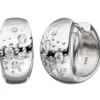 Paar Ohrringe Creolen 16,8mm mit 10 weißen Zirkonia, 925 Silber Klappcreolen