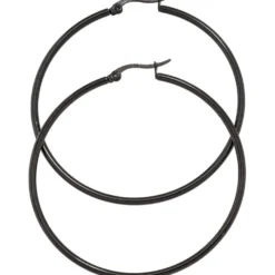 Paar Ohrringe Creolen 54,4mm Ohrschmuck rund, Edelstahl schwarz beschichtet