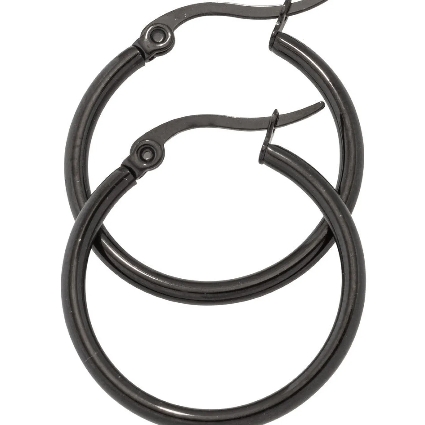 Paar Ohrringe Creolen 24,3mm Ohrschmuck rund, Edelstahl schwarz beschichtet