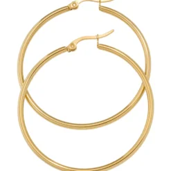 Paar Ohrringe Creolen 43,7mm Ohrschmuck rund, Edelstahl vergoldet Damen
