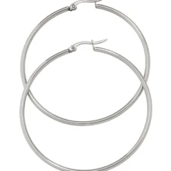 Paar Ohrringe Creolen 54,2mm Ohrschmuck rund, Edelstahl, Klappcreolen Damen