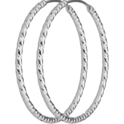 Paar Ohrringe Creolen rund diamantiert aus 925 Silber rhodiniert 30x1,8mm