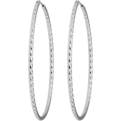 Paar Ohrringe Creolen rund diamantiert aus 925 Silber rhodiniert 50x1,8mm
