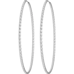 Paar Ohrringe Creolen rund diamantiert groß Ohrschmuck aus 925 Silber 60x1,8mm