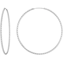 Paar Ohrringe Creolen rund diamantiert groß Ohrschmuck aus 925 Silber 60x1,8mm