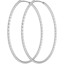 Paar Ohrringe Creolen rund diamantiert Ohrschmuck aus 925 Silber 50x1,8mm