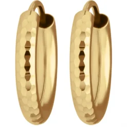 Paar Ohrringe Creolen rund gehämmert Ohrschmuck aus 585 Gold Gelbgold 15x2,5mm