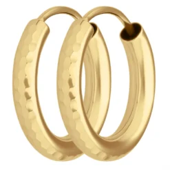 Paar Ohrringe Creolen rund gehämmert Ohrschmuck aus 585 Gold Gelbgold 15x2,5mm