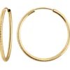 Paar Ohrringe Creolen rund gehämmert Ohrschmuck aus 585 Gold Gelbgold 29x2mm