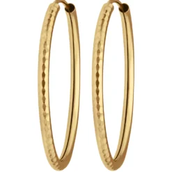 Paar Ohrringe Creolen rund gehämmert Ohrschmuck aus 585 Gold Gelbgold 29x2mm