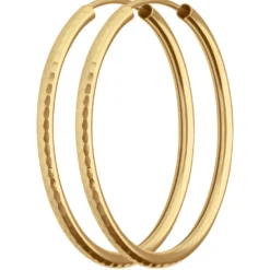 Paar Ohrringe Creolen rund gehämmert Ohrschmuck aus 585 Gold Gelbgold 29x2mm