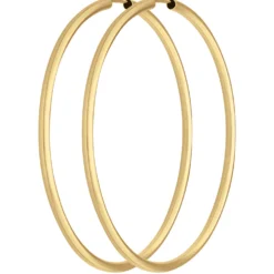 Paar Ohrringe Creolen rund groß Ohrschmuck aus 585 Gold Gelbgold 60x2,5mm