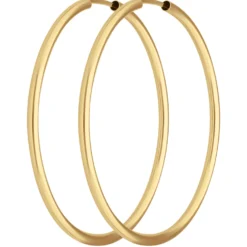Paar Ohrringe Creolen rund schlicht Ohrschmuck aus 585 Gold Gelbgold 39x2mm