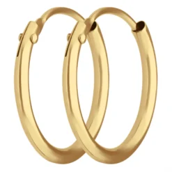 Paar Ohrringe Creolen rund schlicht Ohrschmuck aus 375 Gold Gelbgold 13x1,3mm