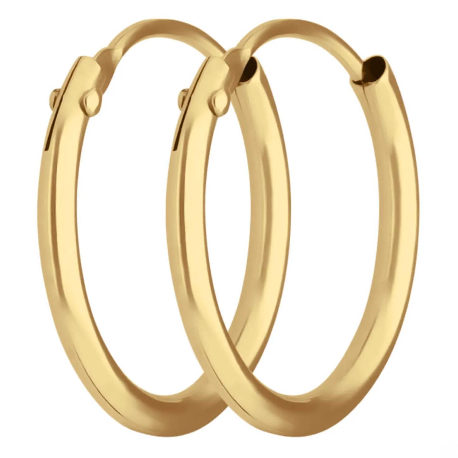 Paar Ohrringe Creolen rund schlicht Ohrschmuck aus 375 Gold Gelbgold 13x1,3mm