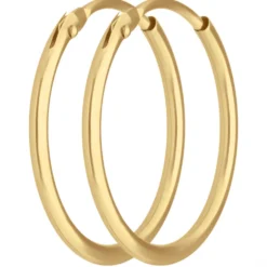 Paar Ohrringe Creolen rund schlicht Ohrschmuck aus 585 Gold Gelbgold 17x1,3mm